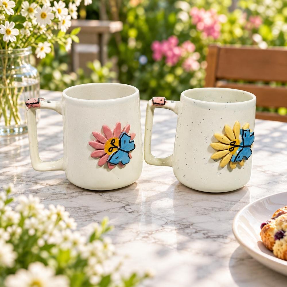 sunflower-bee-ceramic-mug-01-tcc-072 Sunflower Bee Ceramic Mug - Image 1