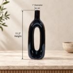 Tall Oval Loop Ceramic Vase - Image 3