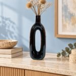 Tall Oval Loop Ceramic Vase