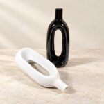 Tall Oval Loop Ceramic Vase - Image 2