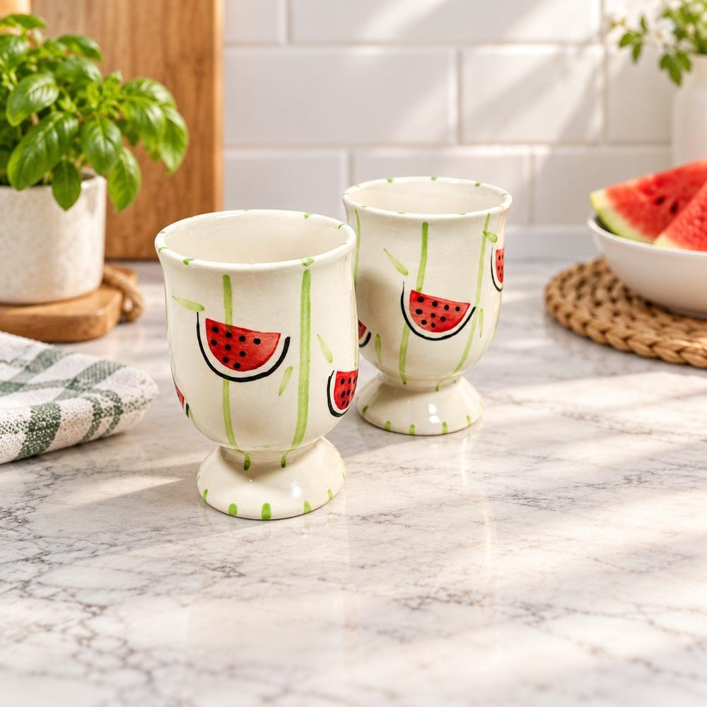 watermelon-footed-ceramic-goblet-01-tcc-134 Watermelon Footed Ceramic Goblet - Image 1