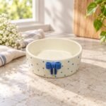 White Blue Bow Ceramic Bowl