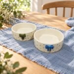 White Blue Bow Ceramic Bowl - Image 2