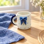 White Blue Bow Ceramic Mug