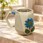 White Blue Pink Flower Ceramic Mug - Image 2