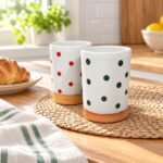 White Brown Dotted Ceramic Tumbler