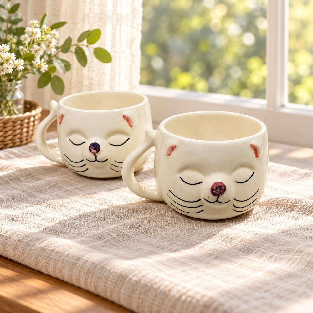 white-cat-face-ceramic-mug-01-tcc-081 White Cat Face Ceramic Mug - Image 1
