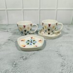 White Colorful Heart Cup Saucer Set - Image 2
