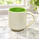 White Green Interior Ceramic Cup - Image 2