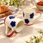 White Navy Floral Ceramic Mug - Image 2