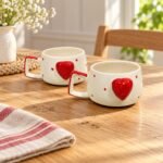 White Red Heart Ceramic Mug