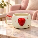 White Red Heart Ceramic Mug - Image 2