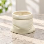 White Sculpted Ceramic Cup