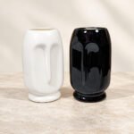 Wide Mouth Face Ceramic Vase - Image 2